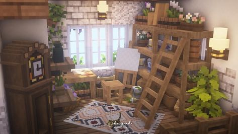 Farmhouse Minecraft, Minecraft Living Room Ideas, Minecraft Rooms, Minecraft Castle Designs, Minecraft Kingdom, Minecraft Interior, Flat World, Minecraft Interior Design, Bangunan Minecraft