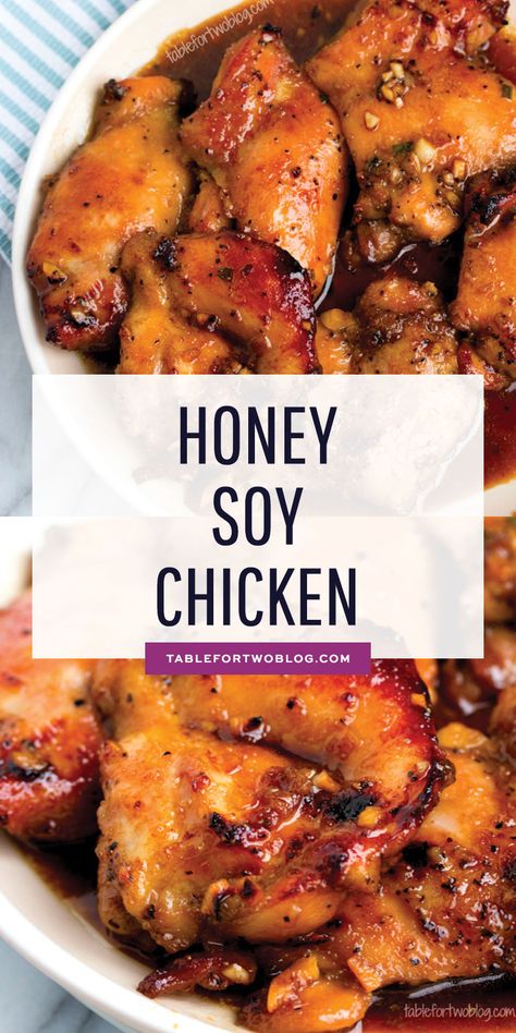 Honey soy chicken is a quick and easy weeknight meal to make. Asian flavors of soy sauce, garlic, sesame oil, and honey are the base of the delicious sauce that the chicken cooks in! This dish comes together in no time! Soy Sauce Garlic, Honey Soy Chicken, Soy Sauce Chicken, Soy Chicken, Honey And Soy Sauce, Honey Soy, Easy Chicken Dinner Recipes, Asian Flavors, Easy Weeknight