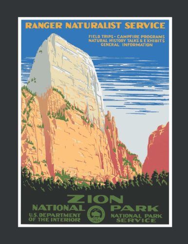 Are you planning a trip to Zion National Park in Utah? We've got 18 gorgeous book recommendations for your National Park Adventures! From Trip Planning, to Hiking Trails, to Kids Books, Board Books, Coloring Books, Journals, and Sketch Books, we've got you covered! Enjoy your trip to America's National Treasures and don't let YOUR Junior Ranger miss a thing! Have the most fun, preserve your memories, and instill a love for the US National Park System! Zion Utah, Wpa Posters, Tourism Poster, Travel Art Print, Utah Travel, National Park Posters, National Parks Trip, Alphonse Mucha, Zion National Park