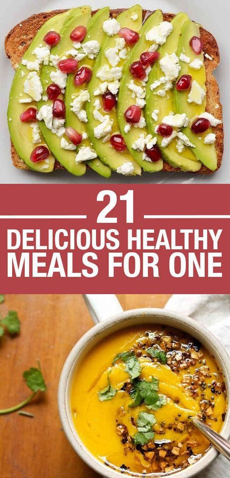 21 Easy And Healthy Meals For One Delicious Healthy Meals, Dinner For One, Healthy Meals For One, Delicious Healthy Recipes, Meals For One, Healthy Meals, Healthy Lunch, Healthy Cooking, Healthy Dinner Recipes