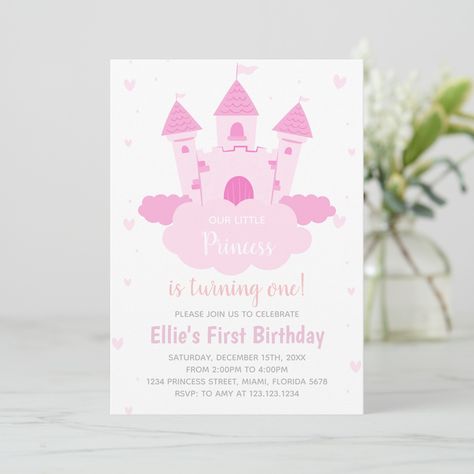 Pink Castle under Cloud Princess Birthday Invitation #zazzle #evite #Printable #Etsy #Birthday #Invitation @zazzle @etsy @etsyuk @etsysuccess #zazzlemade #Sale #AlexDesignBirthday Cloud Princess, Princess Birthday Invitations, Pink Castle, Princess Birthday, Birthday Invitations, Castle, Birthday, Pink, Quick Saves