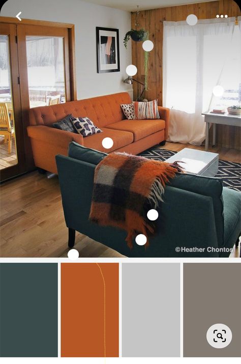 Burnt Orange Living Room, Color Bedroom, Room Color Combination, Orange Rooms, Living Room Orange, Bedroom Orange, Living Room Color Schemes, Orange Decor, Room Color Schemes