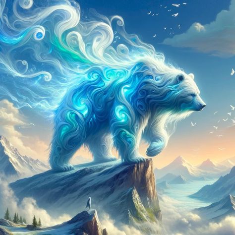 Bears of the Elements 🍃💨🔥💧 #aiart #aiartworks #aiartdaily #generativeart #aiartcommunity #digitalart #generatedart #art #digitalpainting #artist #artwork #digitalartist #characterdesign #characterart #fantasyart #fantasyartwork #fantasy #bear #elementalmagic Air Element Animals, Elemental Animals Fantasy Art, Fantasy Bear Creature, Fire Animals Fantasy Art, Magic Bear Fantasy Art, Spirit Drawing, Book Cover Background, Shadow Creatures, Mystical Animals