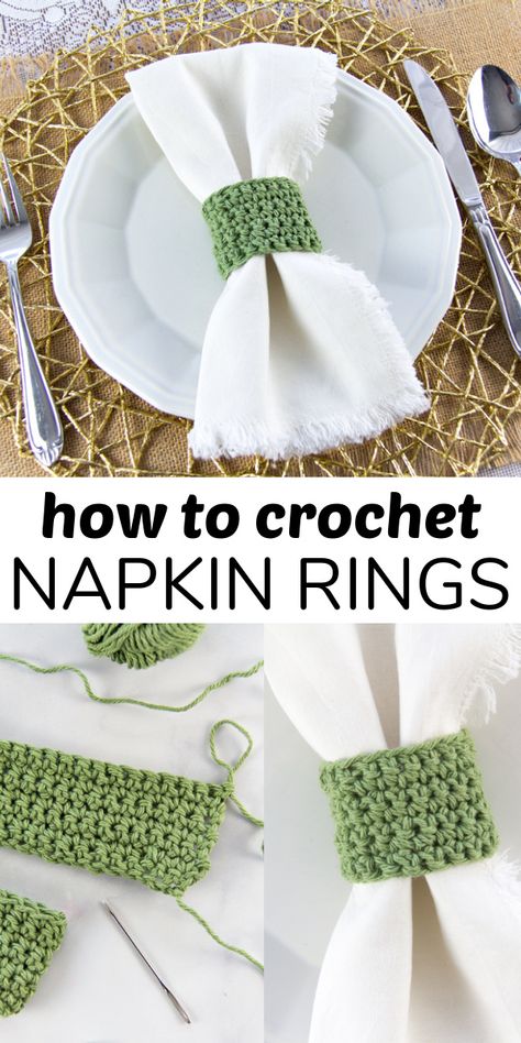 Knitted Napkin Rings, Ideas For Napkin Rings, Crochet Serviette Rings, Crocheted Napkin Rings, Crochet Christmas Napkin Rings Free Pattern, Crochet Napkin Rings Pattern Free, Napkin Rings Diy Ideas Christmas, Diy Napkin Holder Rings, How To Make Napkin Rings