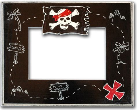 Pirate Frame | Arggg, Mateys! My boys love pirates... | Rusti Lee Arts | Flickr Cruise Theme Parties, Picture Frames For Parties, Pirate Pictures, Mermaid Pirate Party, Pirate Photo, Pirate Treasure Maps, Pirate Theme Party, Pirate Day, Pirate Birthday Party