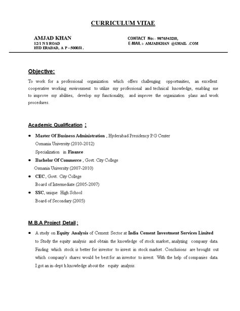 Mba Finance Fresher Resume, Resume For Freshers Commerce, Mba Resume, Career Objectives For Resume, Fresher Resume, Functional Resume Template, Job Resume Format, Career Objective, Resume Format For Freshers