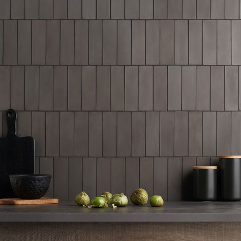 Matte Tile Backsplash, Dark Tile Backsplash, Dark Gray Backsplash, Grey Backsplash Kitchen, Cement Tile Backsplash, Gray Kitchen Backsplash, Gray Tile Backsplash, Grey Subway Tiles, Black Backsplash