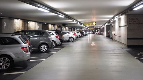 Design recommendations for multi-storey and underground car parks | NBS Shop Light Fixtures, Bristol Airport, Underground Parking, Airport Parking, Led Shop Lights, Parking Space, Basement Flooring, Parking Design, Parking Garage