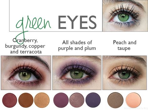 Colours that Emphasize your Eyes - Mateja's Beauty Blog Gym Routines, Green Eyes Pop, Hair Colour For Green Eyes, Hazel Green Eyes, Eyeshadow For Green Eyes, Makeup Color Wheel, Hazel Eye Makeup, Colour Guide, Makeup Looks For Green Eyes