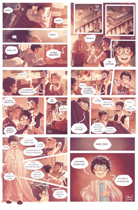 Harry Potter Fan Comics, James Potter Fanart, Alessia Trunfio, Fleamont Potter, Hogwarts Letter, Harry Potter Feels, Yer A Wizard Harry, Harry Potter Artwork, Harry Potter Comics