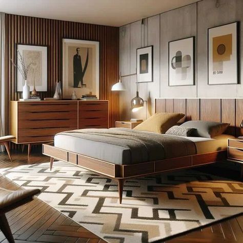 Mid Century Modern Bedroom Style in 3 Easy Steps! - Mid-Century Modern (MCM) Mid Century Modern Bedroom Decor, Mid Century Bed, Mid Century Modern Interior Design, Modern Style Bedroom, Mid Century Bedroom, Mcm Home, Mid Century Modern Bedroom, Mid Century Modern Interiors, Modern Bedroom Decor