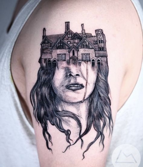 Haunting Of The Hill House, Haunting Of Hill House Tattoo, Hill House Tattoo, The Haunting Of Hill House, House Tattoo, Haunting Of Hill House, Spooky Tattoos, The Haunting, Home Tattoo