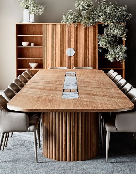 Modern Meeting Table, Japandi Meeting Room, Boardroom Interior Design, Meeting Room Table Design, Boardroom Table Design, Meeting Table Design, Modern Boardroom, Boardroom Design, Meeting Room Tables