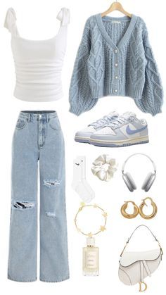 #outfit #outfitoftheday #backtoschool #outfitideas #outfitinspiration #outfits #outfitinspo #outfitsbacktoschool #outfitstyle #outfitoftoday Sneakers, Blue, White