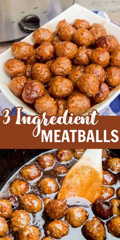 3 Ingredient Meatballs, Meatballs Bbq, Meatballs Appetizer, Meatballs Beef, Slow Cooker Appetizers, Meatball Recipes Easy, Grape Jelly, Dinner Appetizers, The Diary