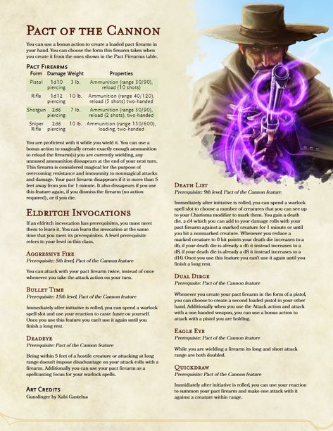 Warlock Pacts 5e, Gunslinger Warlock, Warlock 5e, Dnd Archetypes, Warlock Patron, Dnd Warlock, Dnd Subclasses, Homebrew Classes, Warlock Dnd