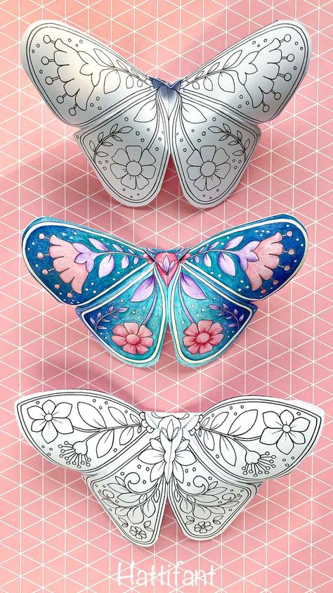 3d Paper Crafts Diy Projects, Free Paper Crafts, 3d Butterfly Craft, Paper Crafts Svg, Butterfly Craft Ideas, Butterfly Art Project, Folk Art Crafts, Folded Paper Stars, Paper Butterfly Crafts