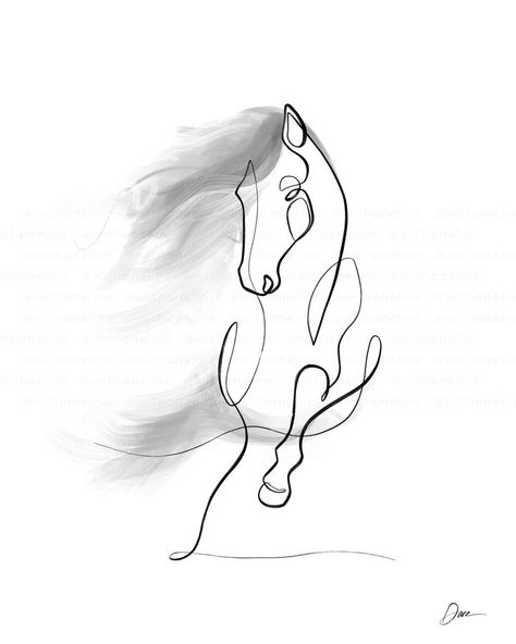 Horses Line Art, Equestrian Tattoo, One Line Drawing Simple, Line Drawing Horse, Horse Line Drawing, Thestral Tattoo, Horse Line Art, Aesthetic Horse, Animal Line Drawings