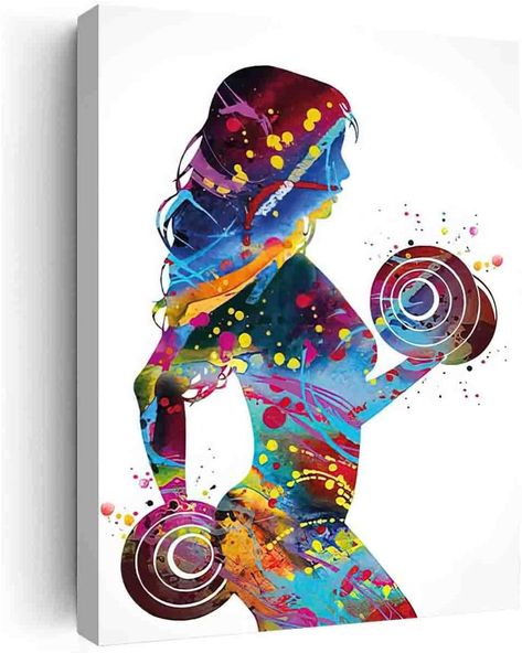 Amazon.com: Abstract Wall Art Canvas,Fitness Girl Watercolor Print Fit Girl Mom Female Woman Dumbbells Wall Art Decor Gym Weight Lifting Sport Bodybuilding Weight Training- 8 in x12 in-Ready to hang: Posters & Prints Gym Painting, Gym Artwork, Physio Clinic, Gym Stickers, Yoga Artwork, Fitness Wall Art, Quotes Gym, Gym Wallpaper, Gym Art