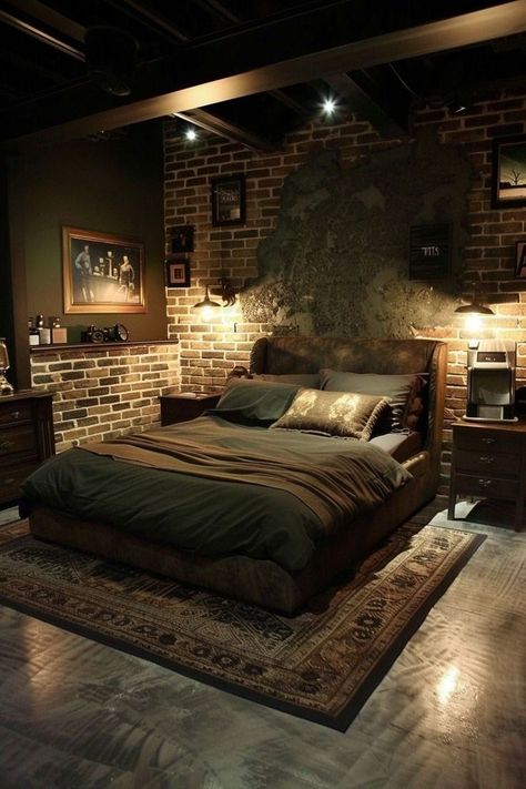 Minimalist Bedroom Men Modern, Chocolate Brown Bedrooms, Male Bedroom Ideas, Industrial Style Bedroom, Masculine Bedroom, Earthy Bedroom, Mens Bedroom, Brown Bedroom, Inspire Me Home Decor