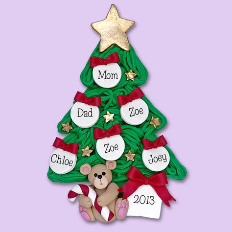 Chiristmas Tree with Bear Family of 6 by PersonalizedOrnament, $14.95 Polymer Ornaments, Snowman Family, Family Ornaments, Polymer Clay Ornaments, Family Of 5, Bear Family, Christmas Clay, Polymer Clay Christmas, Family Christmas Ornaments