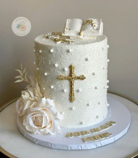 1st Communion Cakes Girl, Krstenje Ideas, Baptism Cakes Girl, Christian Birthday Cake, Communion Cakes Girl, Baptismal Cake Girl, 1st Communion Cakes, Christening Cake Girl, Simple Baptism Cake