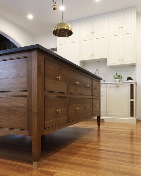 white oak kitchen island • Instagram Butcher Block On Island, Oak Island Kitchen, Stained Kitchen Island, Modern English Kitchen, Natural Wood Island, Soapstone Island, White Oak Kitchen Island, Double Island Kitchens, Dark Wood Island