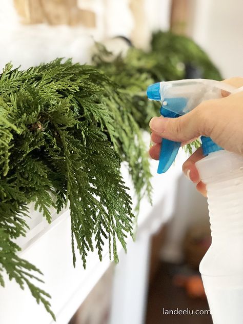 Fresh Christmas Garland, Christmas Greenery Decor, Christmas Mantel Decor, Holly Decorations, Fresh Garlands, Thanksgiving Background, Greenery Centerpiece, Natural Christmas Decor, Greenery Decor