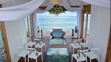 Sandals constructs overwater chapel at St. Lucia resort: Travel Weekly Caribbean Interior, St Lucia Weddings, Sandals Resort, Honeymoon Cruise, Sandals Resorts, Honeymoon Spots, Dream Destination Wedding, Caribbean Wedding, Wedding Beach Ceremony