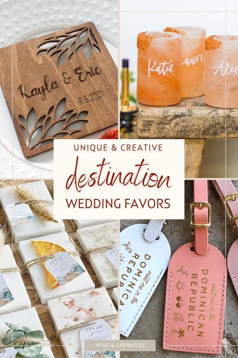 Beach Wedding Favors for a Destination Wedding — Wine & Sprinkles Spring Wedding Favors, Destination Wedding Favors, Favour Ideas, Beach Wedding Centerpieces, Beachy Wedding, Unique Bridesmaid, Best Wedding Favors, Wedding Wine, Just Engaged