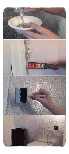 Bedroom Decor. All t Glitter Accent Wall, Glitter Bedroom, Glitter Paint For Walls, Home Remodeling Diy, Glitter Wall, Glitter Crafts, Vacation House, House Things, Glitter Paint