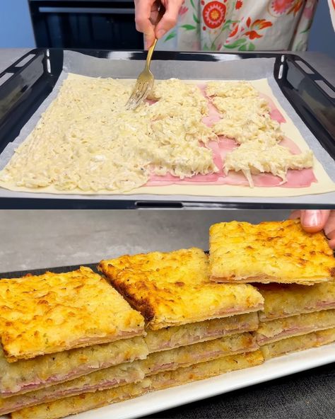 Puff Pastry And Cream Cheese, Ham Puff Pastry, Potato Puff Pastry, Ham And Hashbrown Casserole, Vegetarian Ham, Cheesy Puff Pastry, Puff Pastry Pie, Savory Ham, Creamy Potatoes