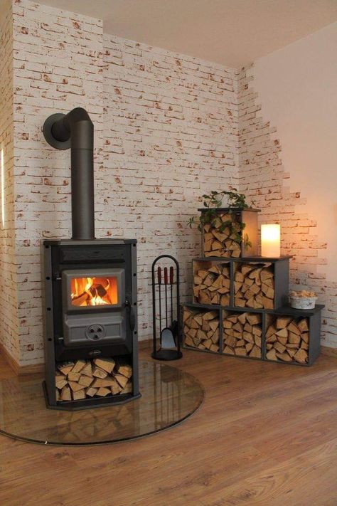 Wood Burning Stove Corner, Corner Wood Stove, Stove Decor, Wood Burning Stoves Living Room, Wood Stove Fireplace, Patio Couch, Diy Barbie Furniture, Diy Patio Furniture Cheap, Furniture Couch