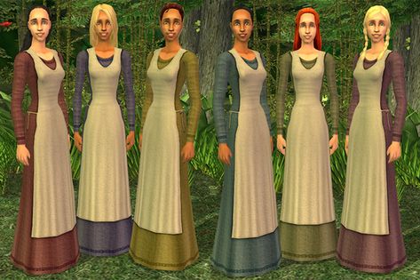 The Medieval Smithy SIMS 2: Apron Dress Journal With Lock, Sims Medieval, Medieval Gown, Sims 4 Dresses, The Sims 2, Medieval Clothing, Apron Dress, Sims 2, Middle Ages