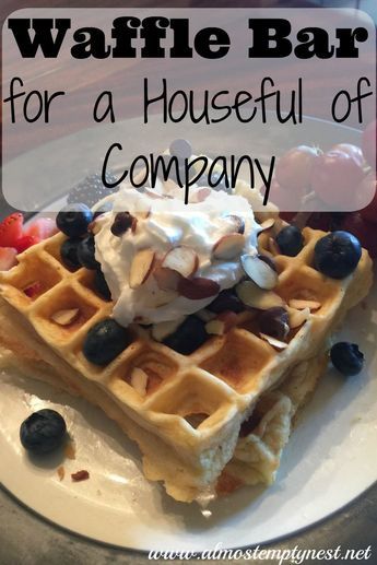 Belgian Waffles Toppings, Breakfast Ideas For A Group, Waffle Bar Ideas, Breakfast Ideas For A Crowd, Waffle Recipe Healthy, Belgian Waffles Recipe, Breakfast Station, Waffle Bar, Waffle Recipe