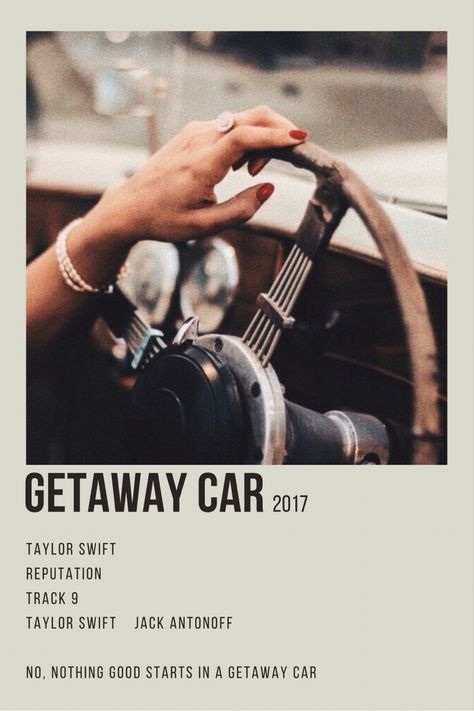 taylor swift getaway car reputation minimalist poster minimal poster polaroid #reputation #reputationalbum #folklore #evermore #taylorswift #movieposter #getawaycar #minimalposters #polaroid #polaroidposter #alternative #folklore #jackantonoff #champagneproblems Taylor Swift Poster Aesthetic, Song Polaroid, Taylor Swift Discography, Poster Polaroid, Taylor Swfit, Taylor Songs, Music Poster Ideas, Vintage Music Posters, Music Collage