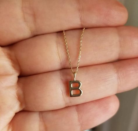 Letter B Necklace, B Necklace, Gold Ruby Necklace, Gold Initial Necklace, Dainty Initial Necklace, Diamond Initial Necklace, Baby Necklace, Gold Letter Necklace, Solid Gold Necklace