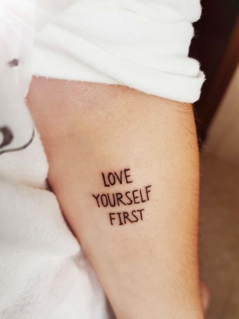 Priority Tattoo, Choose Yourself Tattoo, Yourself Tattoo, Love Tattoo Ideas, Self-love Tattoo Ideas, Choose Yourself, Self Love Tattoo, Love Tattoo, Love Yourself First