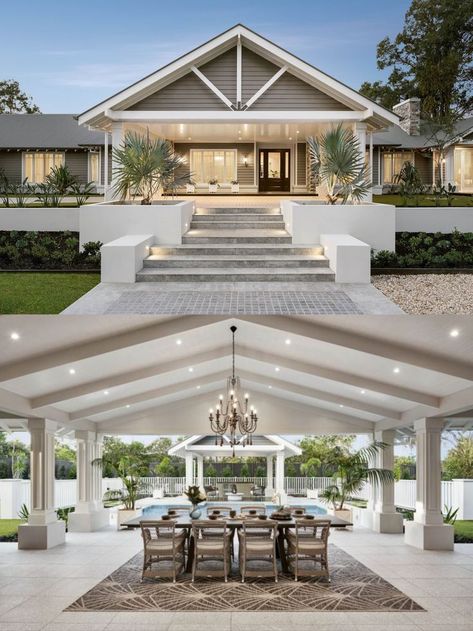 Metricon Homes Interiors, Hamptons Farmhouse Style, Contemporary Hamptons Style, Hamptons Home Exterior, Hamptons Style Exterior, Coastal Farmhouse Exterior, Exterior Design Architecture, Hamptons Exterior, Contemporary Hamptons