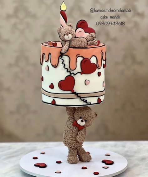 Anti Gravity Cake, Patisserie Fine, Gravity Defying Cake, Gravity Cake, Buttercream Cake Decorating, Sculpted Cakes, Cartoon Cake, Animal Cakes, Valentines Day Cakes