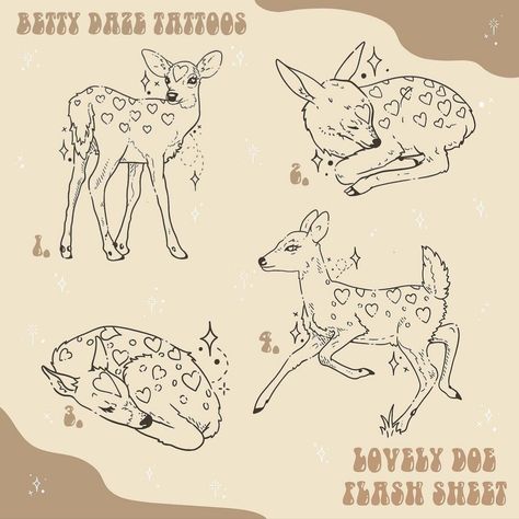 Mini Deer Tattoo, Fawn Tattoo Design, Doe Tattoo Design, Small Deer Tattoo, Deer Tattoos For Women, Baby Deer Tattoo, Fawn Tattoo, Deer Tattoos, Doe Tattoo