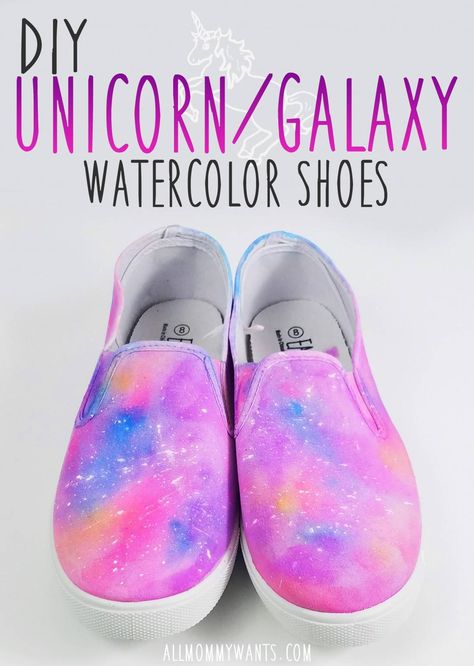 Watercolor Shoes, Sharpie Shoes, Galaxy Watercolor, Unicorn Shoes, Galaxy Shoes, Painted Shoes Diy, Diy Fashion Trends, Tie Dye Shoes, Diy Galaxy