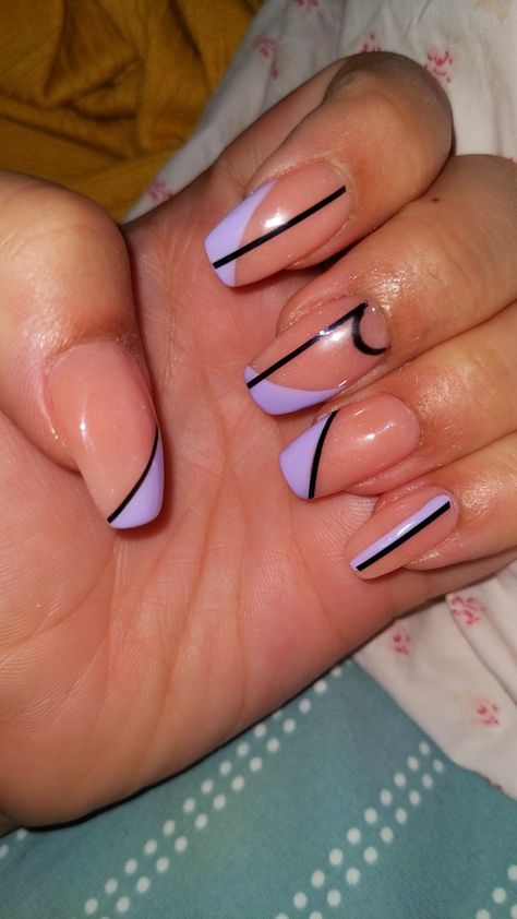 Light Purple And Black Nails, Lavender And Black Nails, Black And Lavender Nails, Purple And Black Nails Designs, Cross Nail Art, Cross Nails, Wine Nails, Nails Purple, Lavender Nails