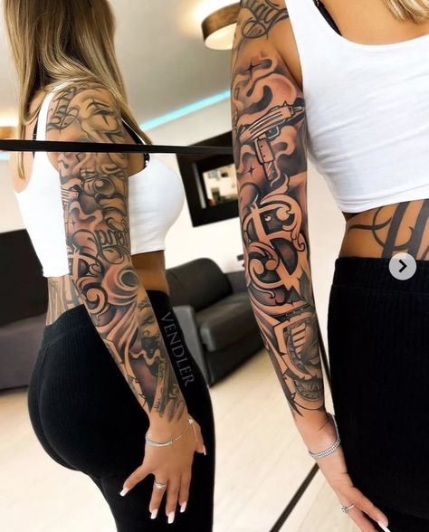 Full Arm Sleeve Tattoos For Women Unique, Female Sleeve Tattoo Ideas For Women, Tattoo Brazo Mujer, Tattoo Ideas Female Meaningful Unique, Tats With Meaning, Hairline Tattoos, Aztec Tattoos Sleeve, Tattoo Ideas Female Meaningful, Cute Thigh Tattoos