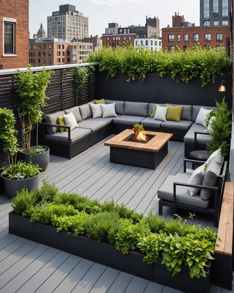 Small Terrace Design Ideas, Outside Lounge Area Patio Ideas, Rooftop Garden Ideas Roof Deck, Urban Rooftop Terrace, Hotel Rooftop Garden, Nyc Terrace Ideas, Terrace Seating Ideas Rooftops, Rooftop Terrace Small, Rooftop Patio Design Ideas