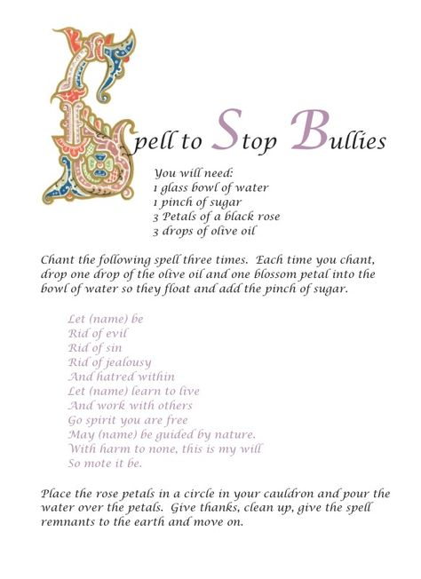 Spell to Stop Bullies Protection Spells Against Bullies, Spells To Stop Bullies, Spell For Bullies, Spell To Stop A Bully, Spells For Bullies, Stop Harrasment Spell, Spell To Stop An Abuser, Karma Spell, Goddess Magick