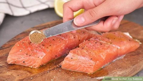 Pan Fry Salmon, Fried Salmon Recipes, Paleo Salmon, Chinese 5 Spice, Pan Fried Salmon, Pan Frying, Salmon Skin, Pan Fry, Fried Salmon