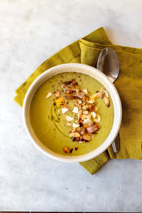 A creamy Tuscan kale, leek and potato soup Leek And Potato Soup, Leek And Potato, Tuscan Kale, Kitchen Scraps, Kale Pesto, Kale Salad, Potato Soup, Leeks, Kale