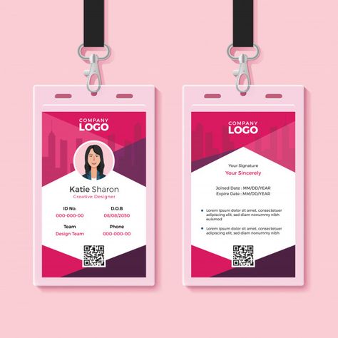 ID card template, perfect for any types of agency, corporate, offices and companies. You can also used this identity card as university card, media press ID card, event entry card and many more! Event Entry, Identity Card Design, Employee Id Card, Visiting Card Templates, Card Design Template, Logo Design Free Templates, Id Card Template, Photography Business Cards, Business Card Psd