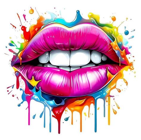 Colorful Lips, Potrait Painting, Lips Art Print, Sublimacion Ideas, Sublimation Ideas Projects Inspiration, Arte Peculiar, Tshirt Printing Design, Lilo Et Stitch, Cartoon Character Pictures